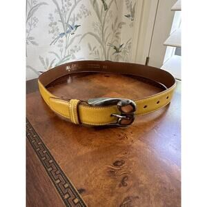 LINEA PELLE 1.2” Mustard Yellow Double Genuine Leather Belt XS Made In Italy